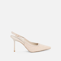 Escarpins Slingback en Velours Beige