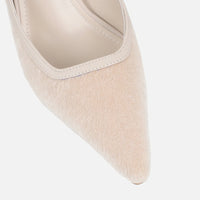 Escarpins Slingback en Velours Beige
