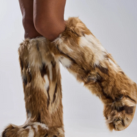 Bottes 'Evergreen' Hautes Plates en Fausse Fourrure Multicolore