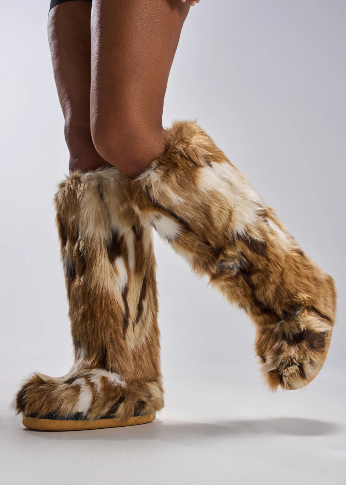 Bottes 'Evergreen' Hautes Plates en Fausse Fourrure Multicolore