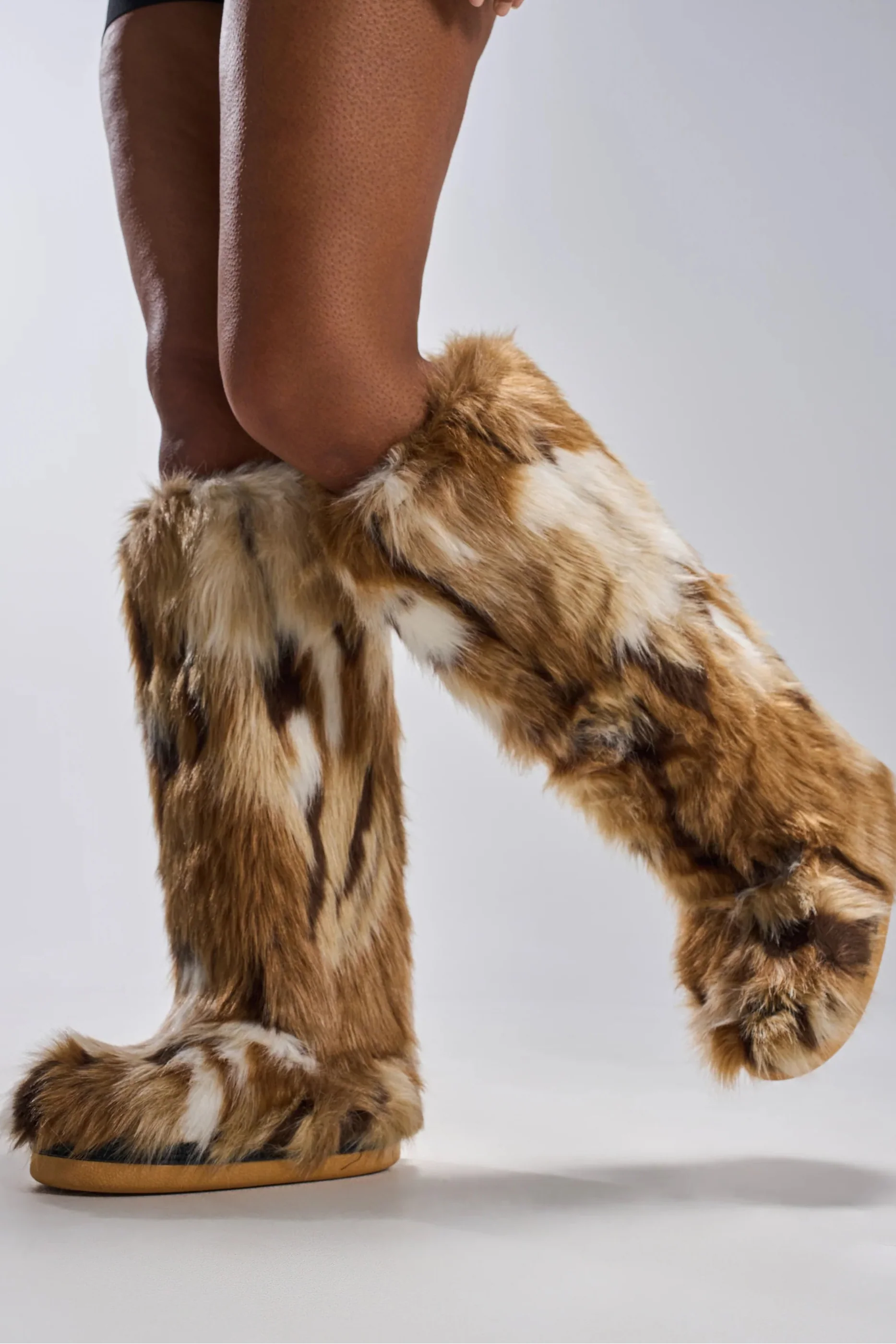 Bottes 'Evergreen' Hautes Plates en Fausse Fourrure Multicolore