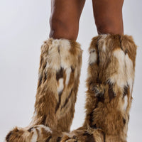 Bottes 'Evergreen' Hautes Plates en Fausse Fourrure Multicolore