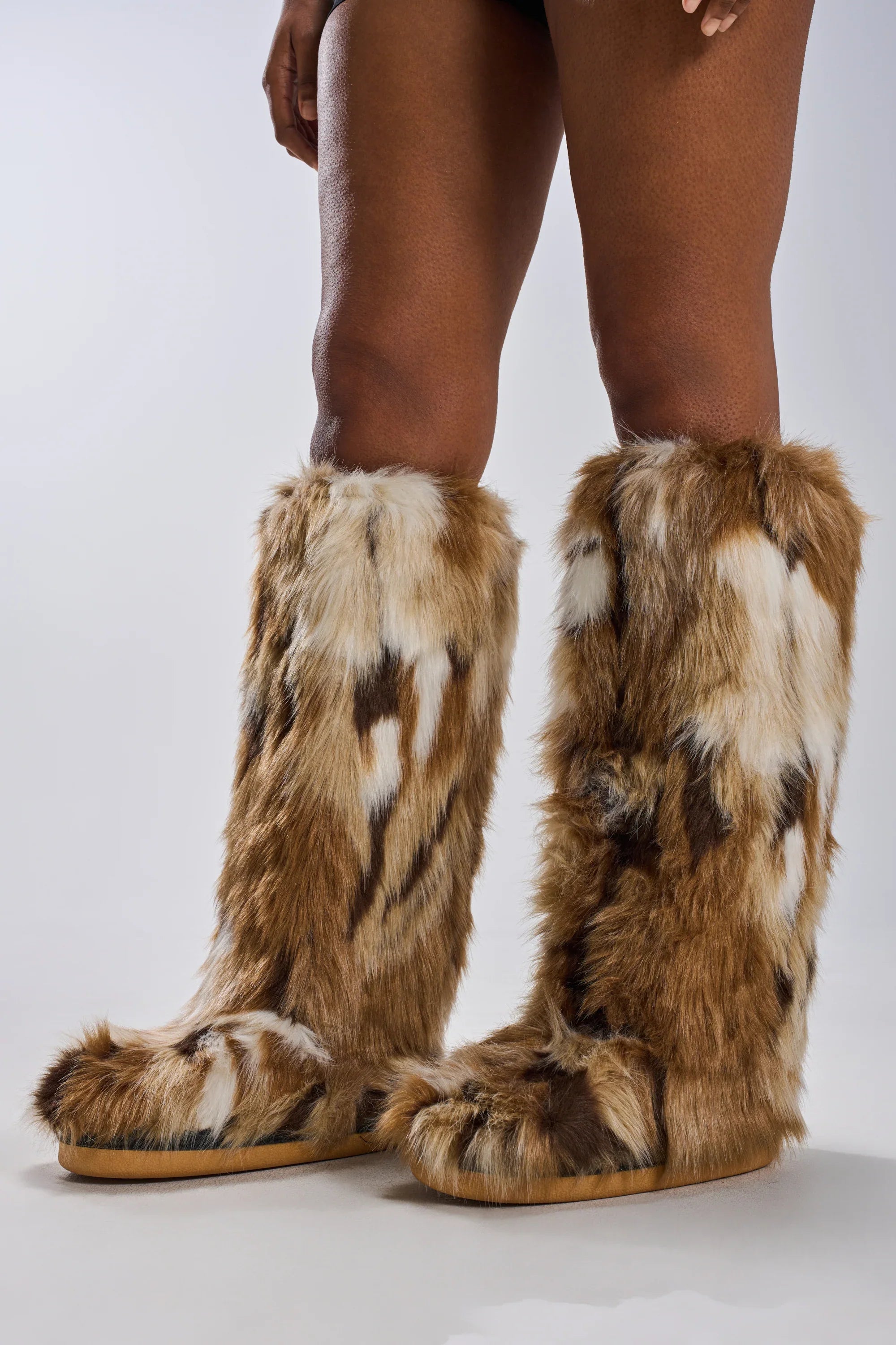 Bottes 'Evergreen' Hautes Plates en Fausse Fourrure Multicolore