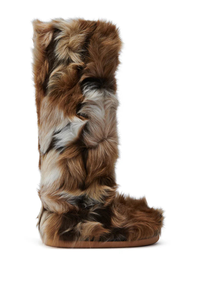 Bottes 'Evergreen' Hautes Plates en Fausse Fourrure Multicolore