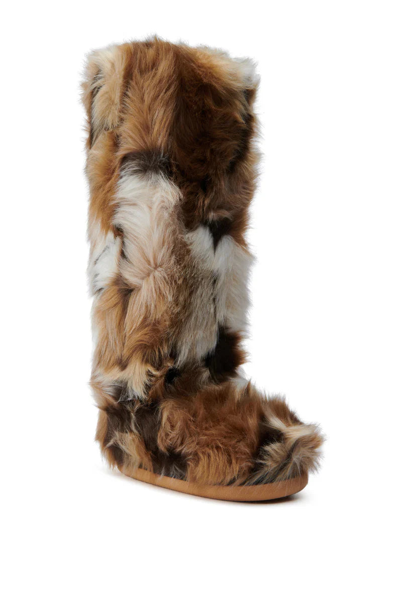 Bottes 'Evergreen' Hautes Plates en Fausse Fourrure Multicolore