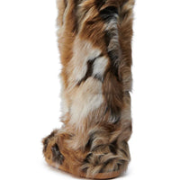 Bottes 'Evergreen' Hautes Plates en Fausse Fourrure Multicolore