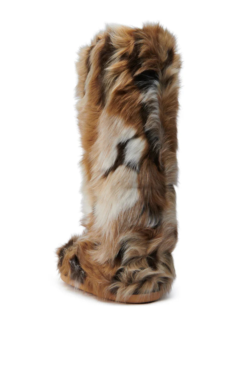 Bottes 'Evergreen' Hautes Plates en Fausse Fourrure Multicolore
