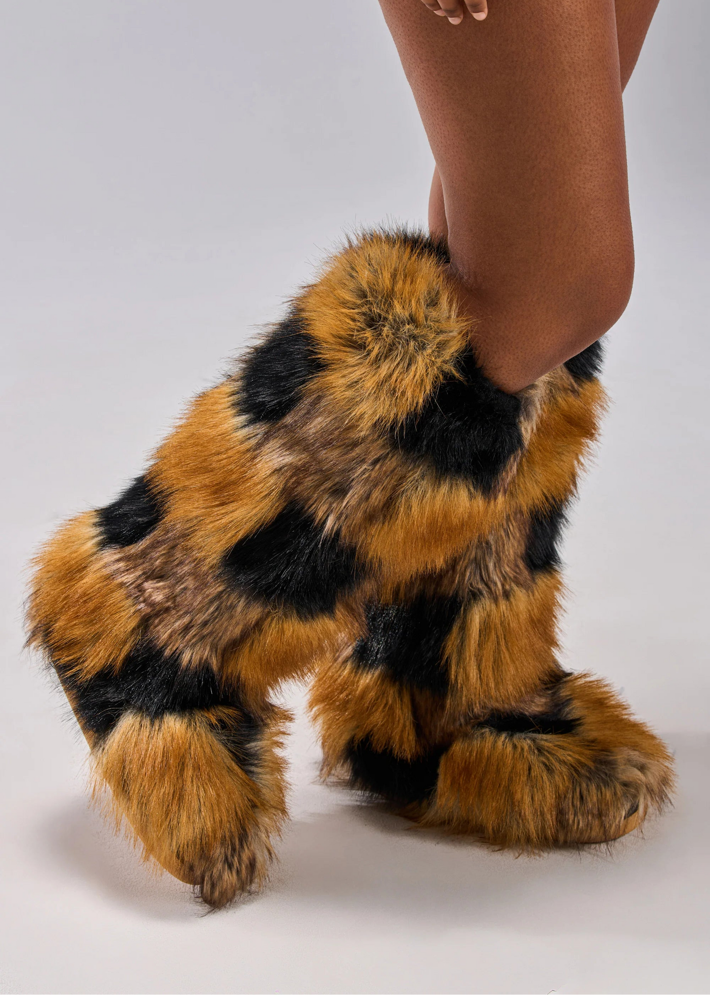 Bottes 'Kaleidoscope' Hautes en Fausse Fourrure Patchwork