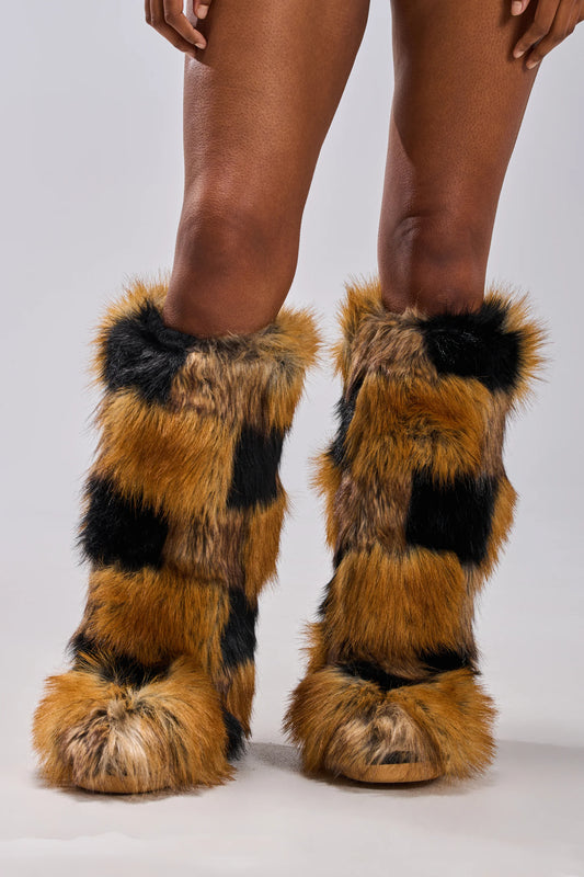 Bottes 'Kaleidoscope' Hautes en Fausse Fourrure Patchwork