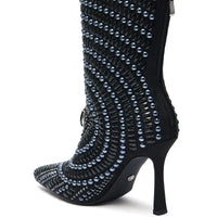 Bottines argentées ornées de strass