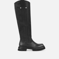 Bottes Noires à Détail Patte, Hauteur Genou