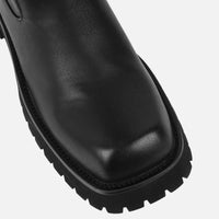 Bottes Noires à Détail Patte, Hauteur Genou
