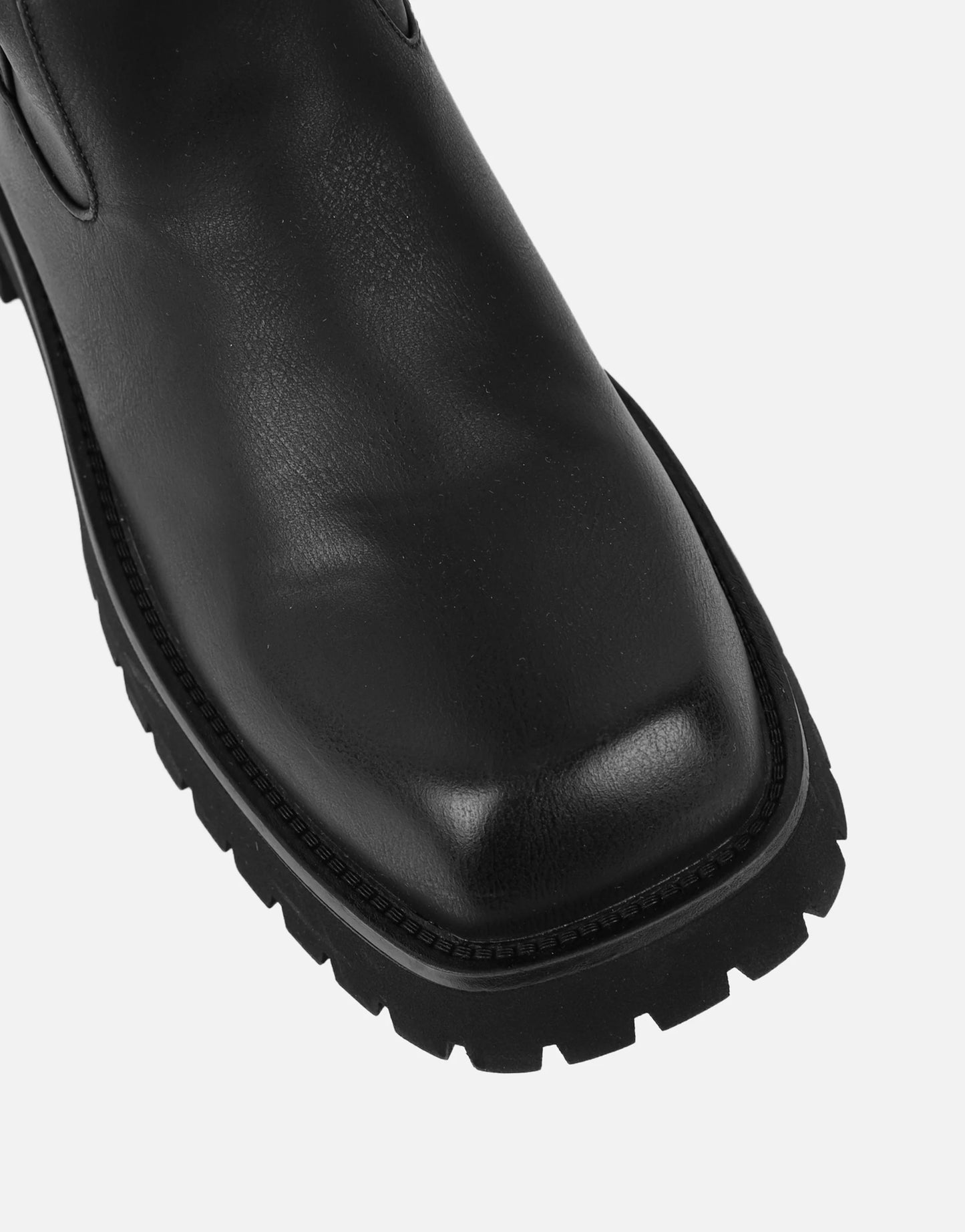 Bottes Noires à Détail Patte, Hauteur Genou