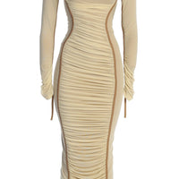 Robe Midi 'Naomi' Crème Pâle en Tulle Drapé