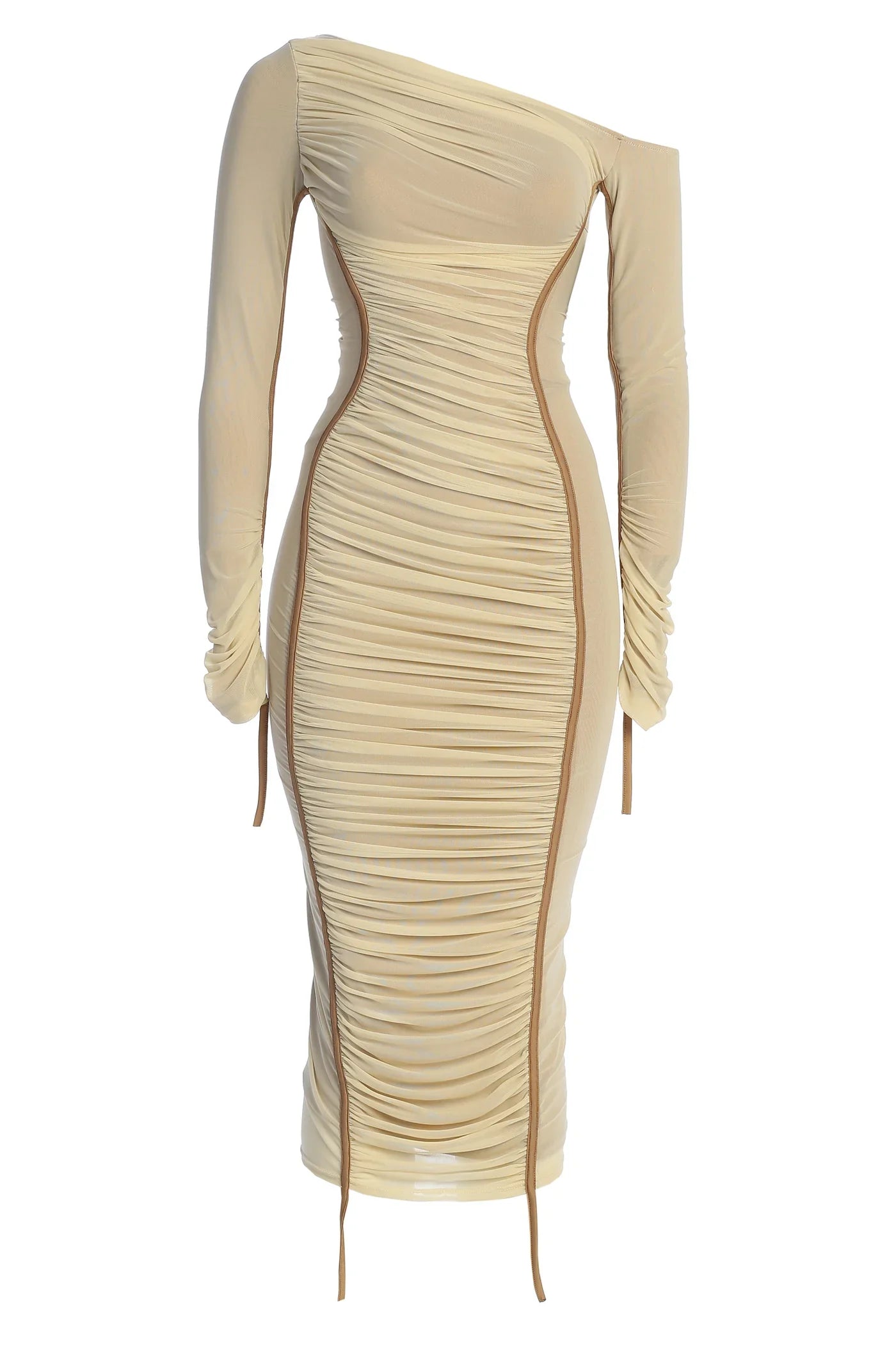 Robe Midi 'Naomi' Crème Pâle en Tulle Drapé