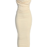Robe Longue 'Yasmina' Asymétrique en Jean Crème