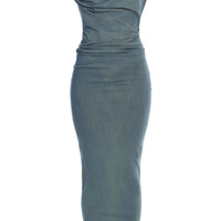 Robe Longue 'Yasmina' Asymétrique en Jean Délavé