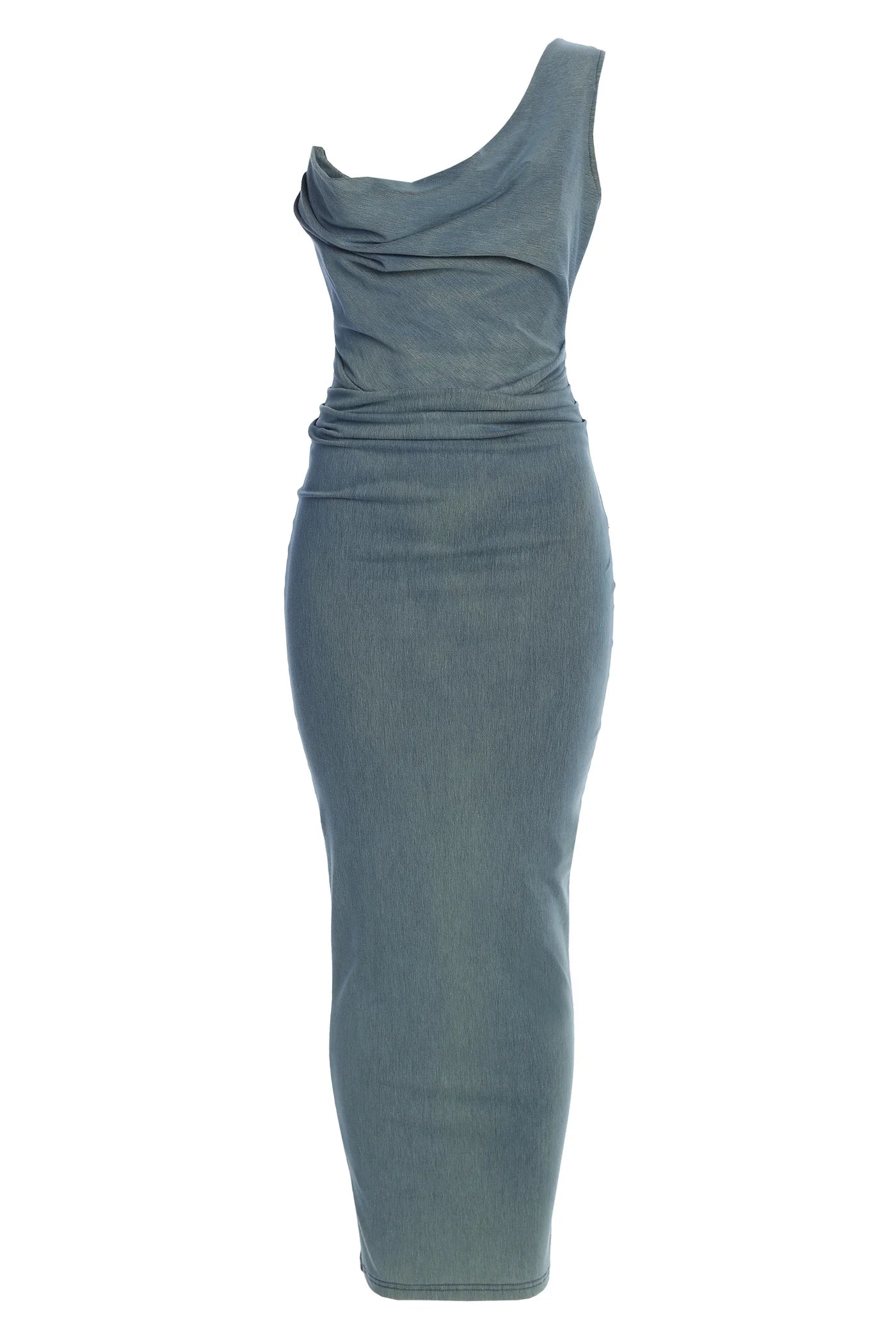 Robe Longue 'Yasmina' Asymétrique en Jean Délavé