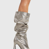 Chaussures à plateforme pour femmes en PU argenté scintillant, élégantes et tendance.