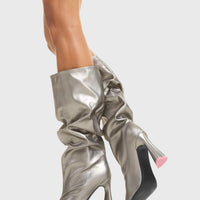 Bottes cowgirl blanches à plateforme, genou, style western