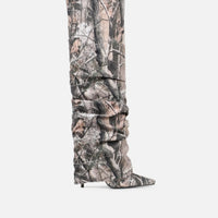 Bottes à Talons avec Revers Imprimé Naturel