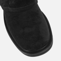 Bottes Chunky en Daim Noir à Revers