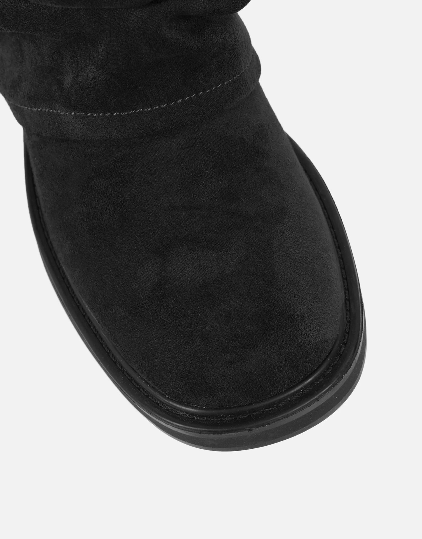 Bottes Chunky en Daim Noir à Revers