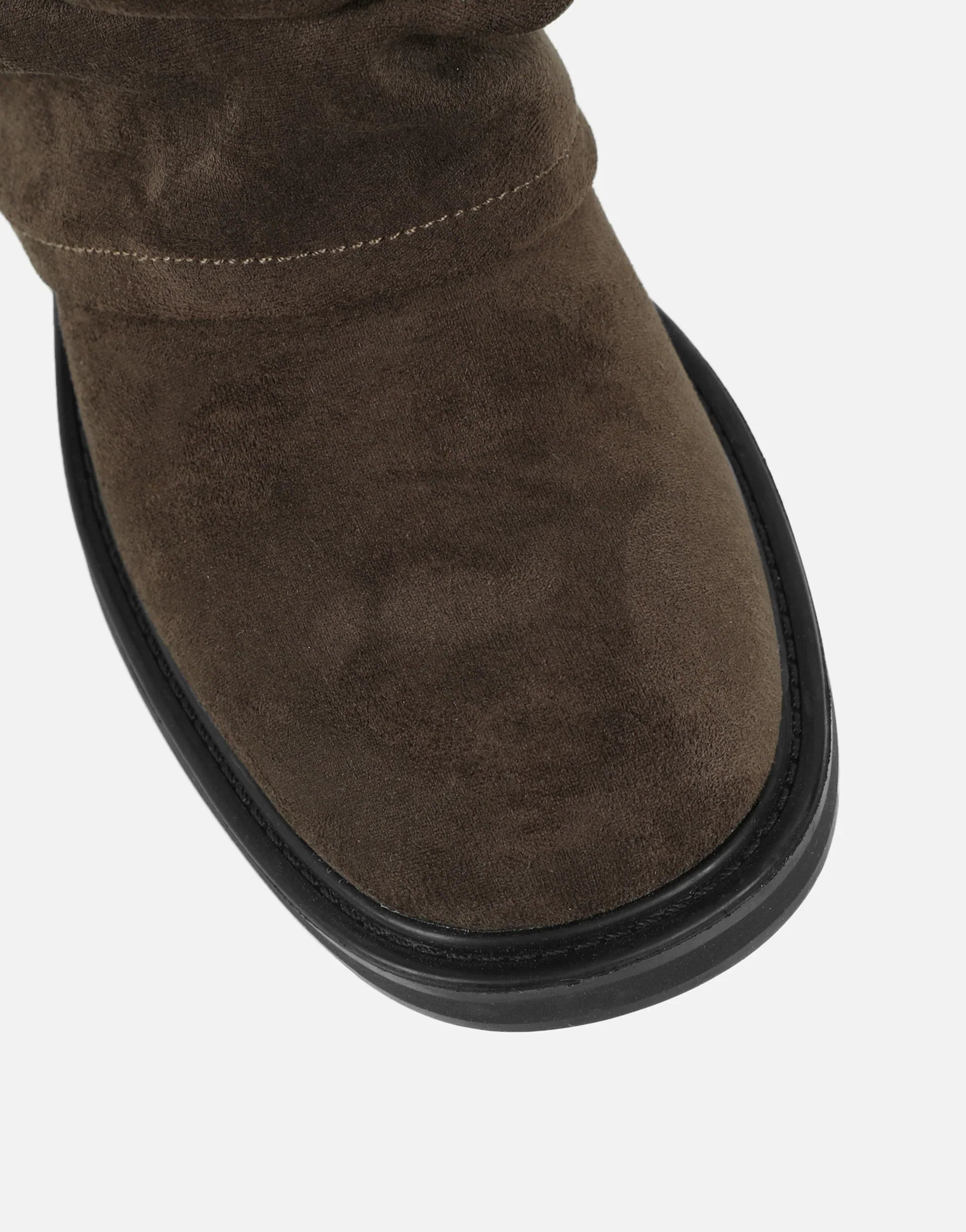 Bottes Chunky en Daim Kaki à Revers