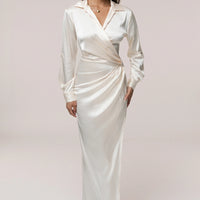 Robe Longue Arabella en Satin Blanc