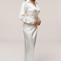 Robe Longue Arabella en Satin Blanc