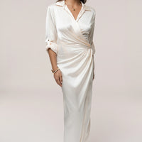 Robe Longue Arabella en Satin Blanc