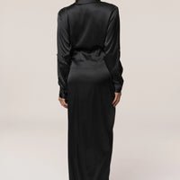 Robe Longue Arabella en Satin Noir