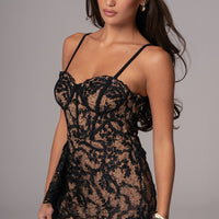 Robe Mini Marilyn en Dentelle Noire