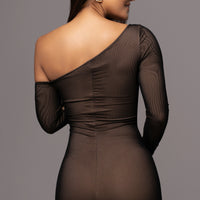 Robe Midi 'Naomi' Noire en Tulle Drapé