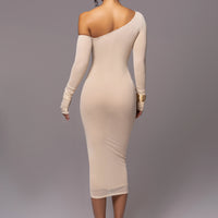 Robe Midi 'Naomi' Crème Pâle en Tulle Drapé