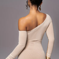 Robe Midi 'Naomi' Crème Pâle en Tulle Drapé