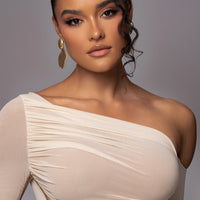 Robe Midi 'Naomi' Crème Pâle en Tulle Drapé