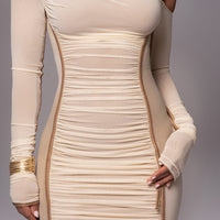 Robe Midi 'Naomi' Crème Pâle en Tulle Drapé