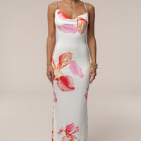ROBE LONGUE ÉCLAT DE SOLEIL FLORALE IVOIRE