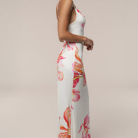 ROBE LONGUE ÉCLAT DE SOLEIL FLORALE IVOIRE