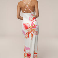 ROBE LONGUE ÉCLAT DE SOLEIL FLORALE IVOIRE