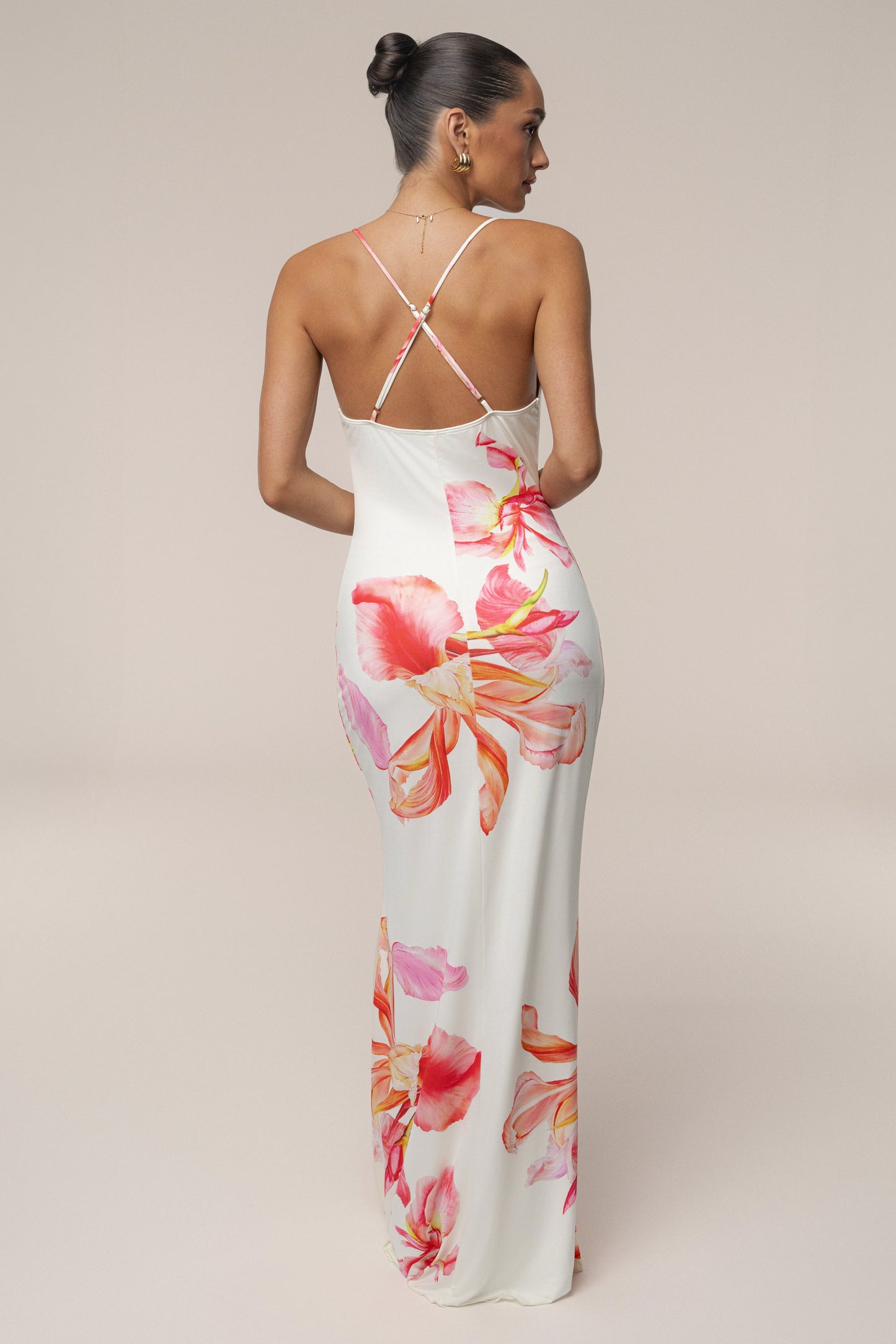 ROBE LONGUE ÉCLAT DE SOLEIL FLORALE IVOIRE