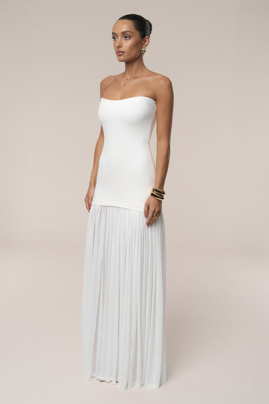 ROBE MAXI CIELO À CONTRASTES BLANCHE