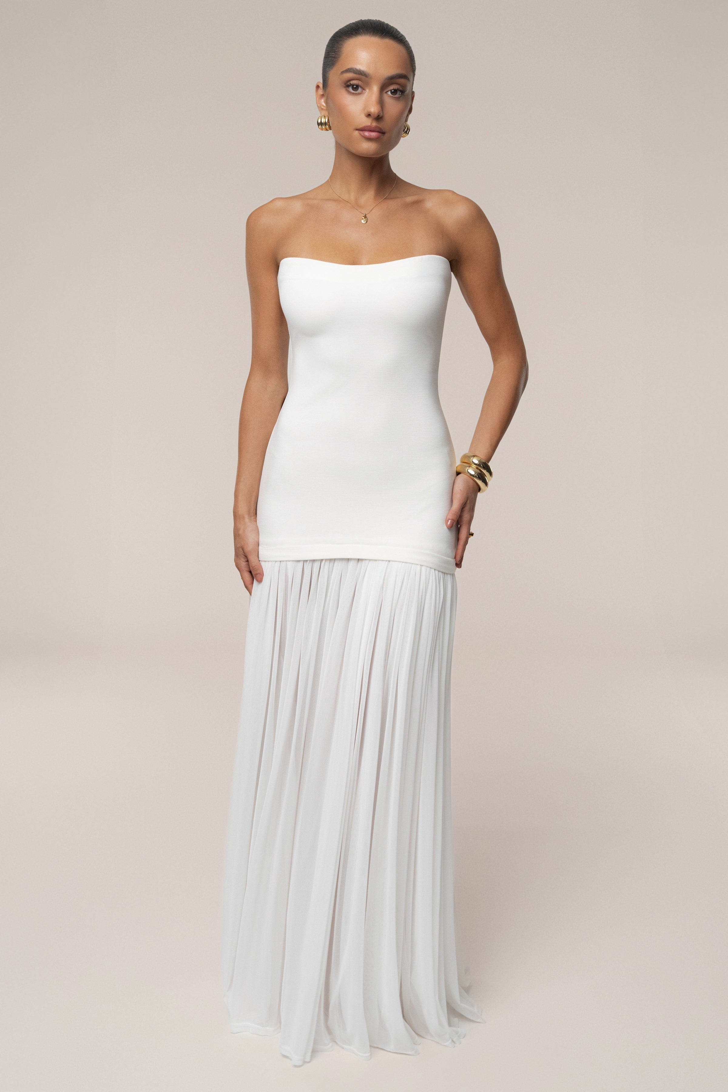 ROBE MAXI CIELO À CONTRASTES BLANCHE