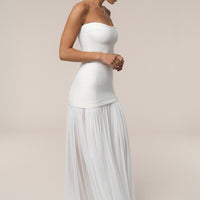 ROBE MAXI CIELO À CONTRASTES BLANCHE