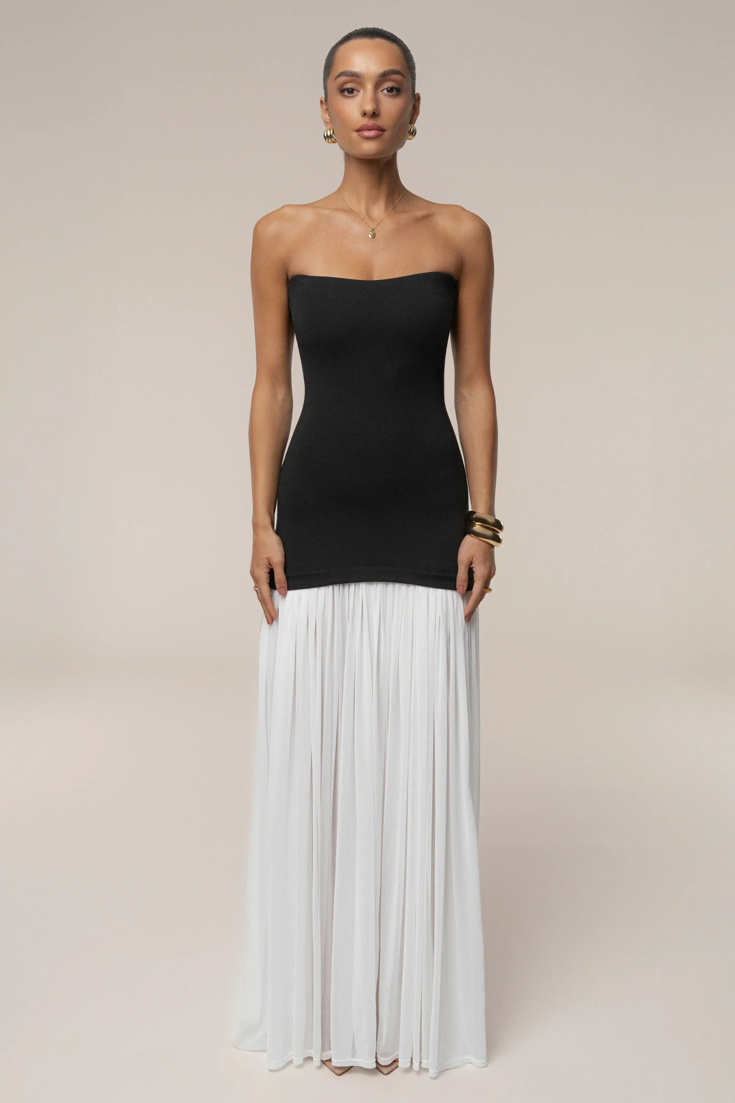 ROBE MAXI CIELO À CONTRASTES NOIRE