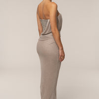 ROBE MAXI BEIGE STELLAR À PAILLETTES