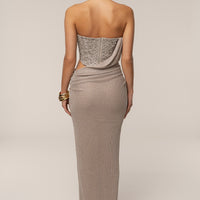 ROBE MAXI BEIGE STELLAR À PAILLETTES