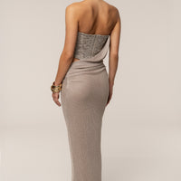ROBE MAXI BEIGE STELLAR À PAILLETTES