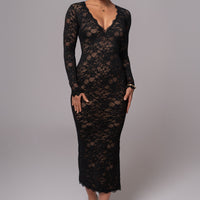 Robe Longue Canada en Dentelle Noire